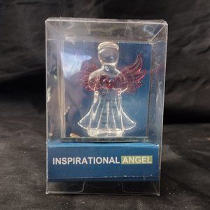 INSPIRATIONAL Praying Angel Figurine Clear Crystal - NEW NIB Ornament